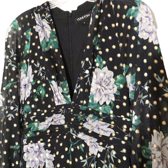 Yumi Kim black long sleeve floral maxi dress Size S NWOT - Picture 3 of 7